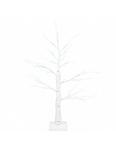 Albero di Natale in betulla con LED 2 pz Bianco 10 x 10 x 58 cm 2