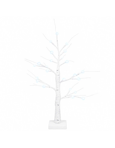 Albero di Natale in betulla con LED 2 pz Bianco 10 x 10 x 58 cm