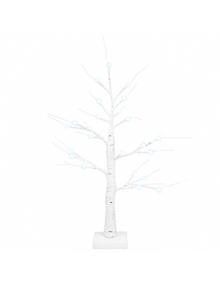 Albero di Natale in betulla con LED 2 pz Bianco 10 x 10 x 58 cm