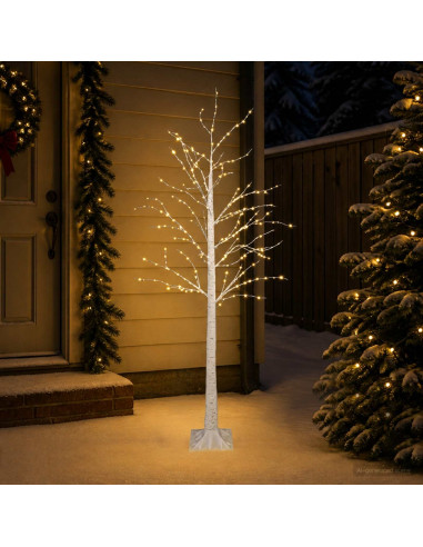 Albero di Natale in betulla Bianco 22 x 22 x 180 cm Plastica