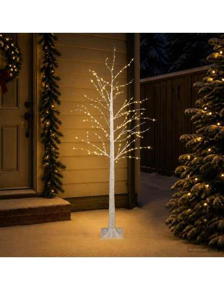 Albero di Natale in betulla Bianco 22 x 22 x 180 cm Plastica