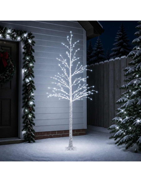 Albero di Natale di betulla Bianco 25 x 25 x 210 cm Plastica