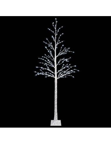 Albero di Natale di betulla Bianco 25 x 25 x 210 cm Plastica