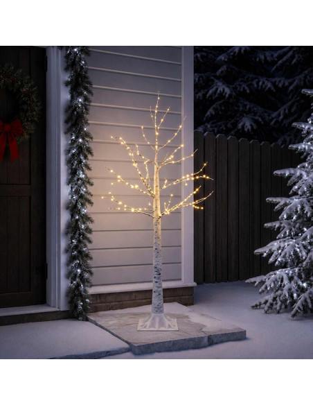 Albero di Natale in betulla Bianco 22 x 22 x 120 cm Plastica