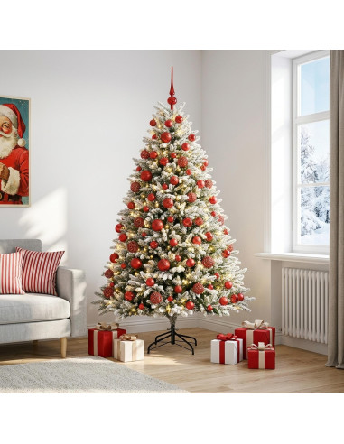 Albero di Natale Artificiale con Palline 240 cm 300 LED