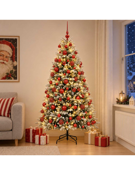 Albero di Natale Artificiale con Palline 240 cm 300 LED