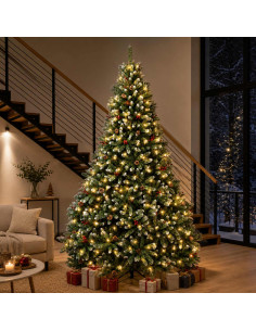 Albero di Natale Artificiale con Rami Pieghevoli 270 cm 600 LED