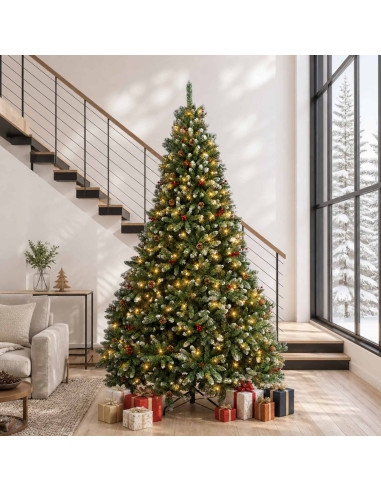 Albero di Natale Artificiale con Rami Pieghevoli 270 cm 600 LED