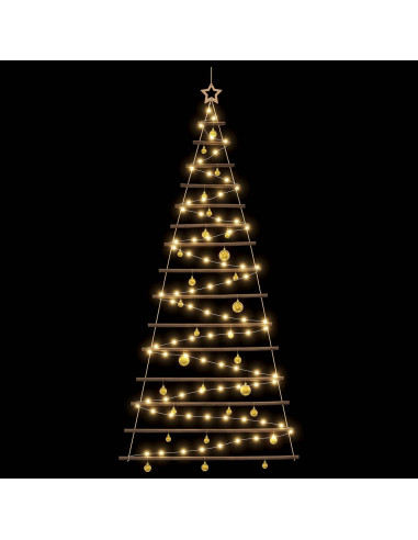 Albero di Natale appeso con palle 210 cm 130 LED Bianco caldo