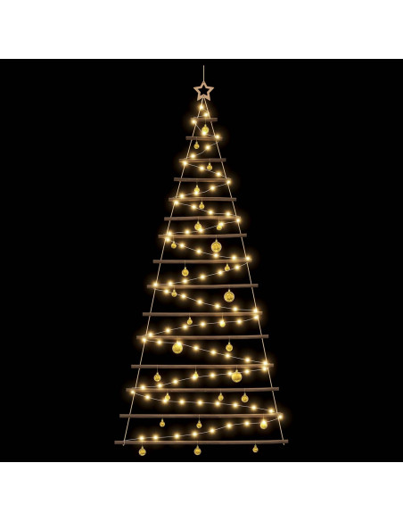 Albero di Natale appeso con palle 210 cm 130 LED Bianco caldo