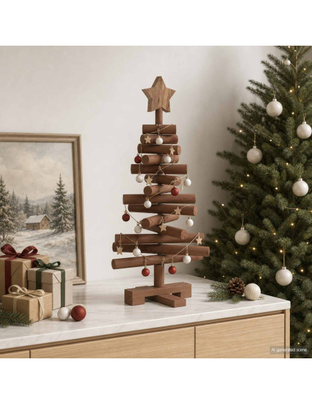 Albero di Natale in legno KOTKA 60 cm Legno Massello di Pino