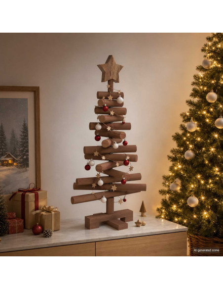 Albero di Natale in legno KOTKA 60 cm Legno Massello di Pino