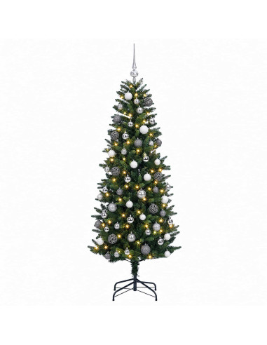 Albero di Natale artificiale con rami snodati e palline 240 cm