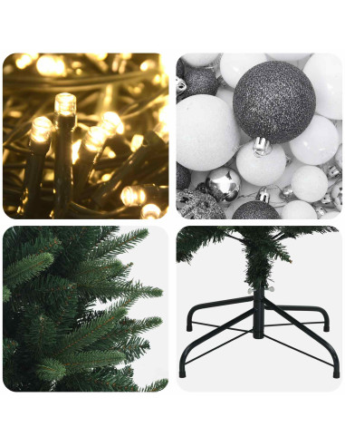 Albero di Natale artificiale con rami snodati e palline 240 cm