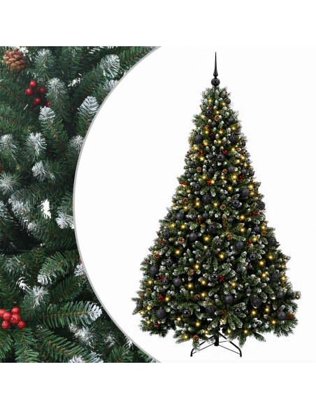 Albero di Natale artificiale verde con palline 180 cm 300 LED