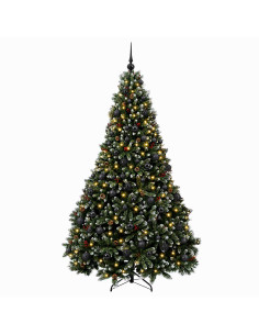 Albero di Natale artificiale verde con palline 180 cm 300 LED 2