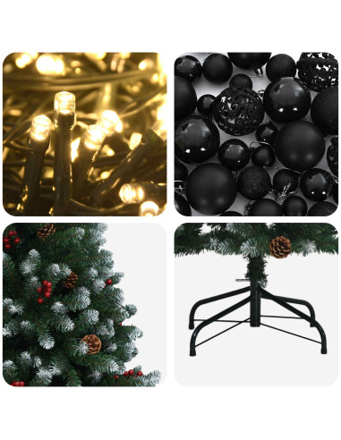 Albero di Natale artificiale verde con palline 180 cm 300 LED