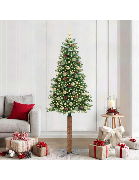 Albero di Natale snodato con 300 LED con supporto Verde 210 cm