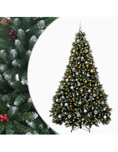 Albero di Natale artificiale verde con palline 240 cm 300 LED