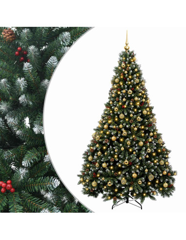 Albero di Natale artificiale verde con palline 180 cm 300 LED