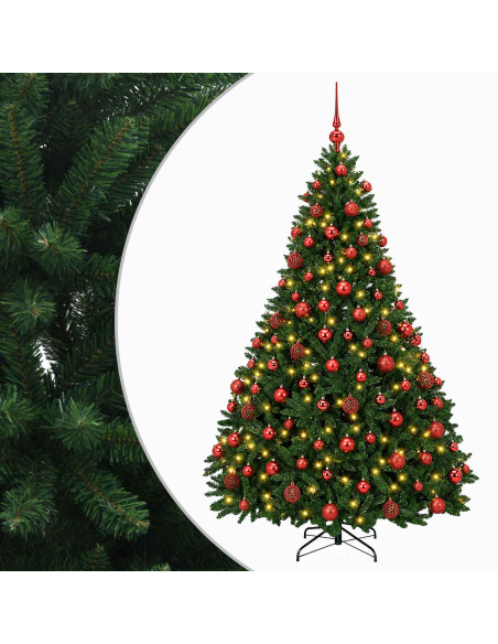 Albero di Natale artificiale verde medio con palline 210 cm