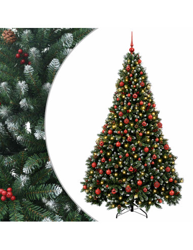 Albero di Natale artificiale verde con palline 180 cm 300 LED