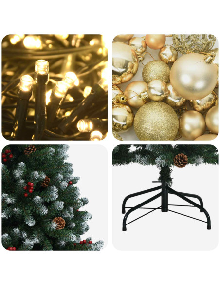 Albero di Natale artificiale verde con palline 240 cm 300 LED