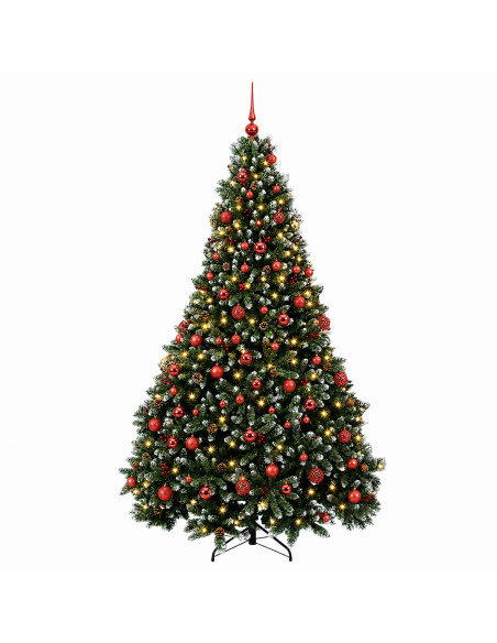 Albero di Natale artificiale verde con palline 240 cm 300 LED
