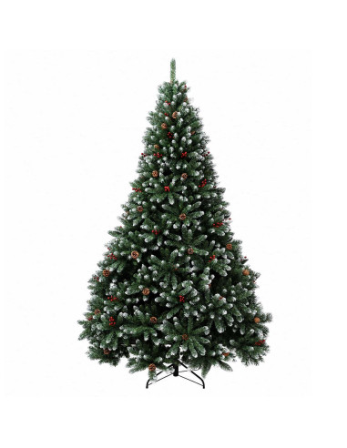 Albero di Natale artificiale verde con palline 240 cm 300 LED