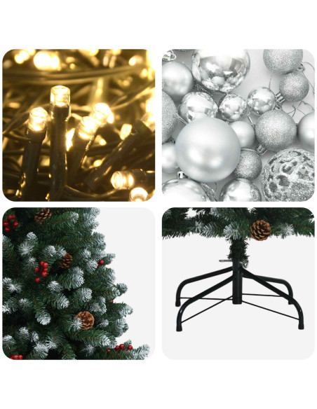 Albero di Natale artificiale verde con palline 240 cm 300 LED