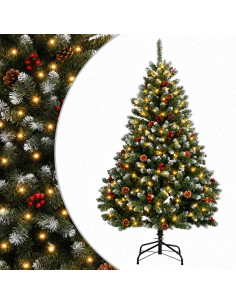 Albero di Natale Artificiale con Rami Pieghevoli 150 cm 150 LED 2