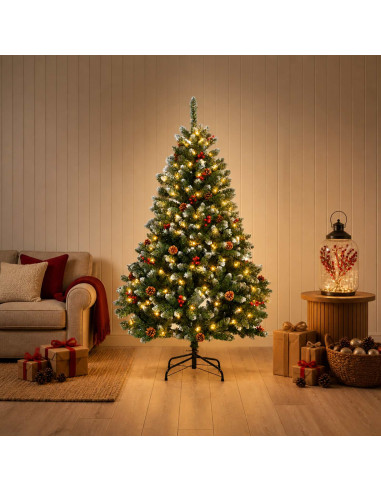 Albero di Natale Artificiale con Rami Pieghevoli 150 cm 150 LED