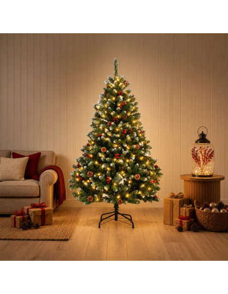 Albero di Natale Artificiale con Rami Pieghevoli 150 cm 150 LED