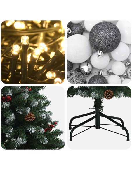 Albero di Natale artificiale verde con palline 270 cm 600 LED