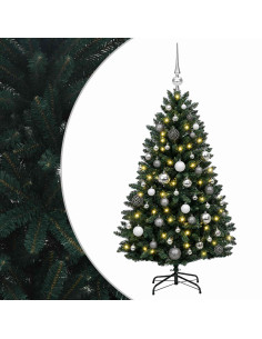 Albero di Natale artificiale verde scuro con palline 120 cm 2