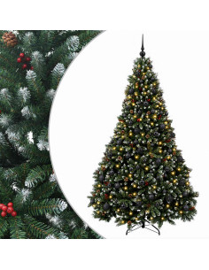 Albero di Natale artificiale verde con palline 240 cm 300 LED