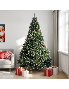 Albero di Natale Artificiale con Rami Pieghevoli 240 cm acciaio