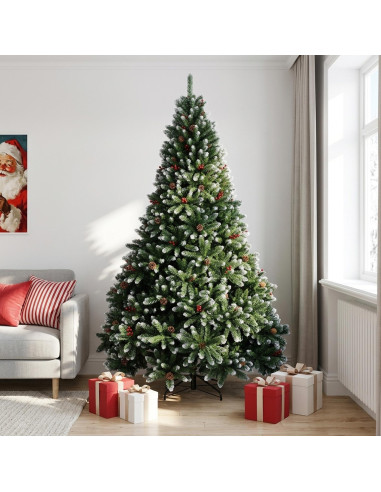 Albero di Natale Artificiale con Rami Pieghevoli 240 cm acciaio