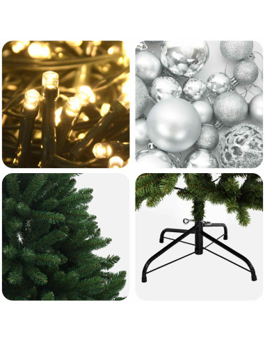 Albero di Natale artificiale verde medio con palline 150 cm