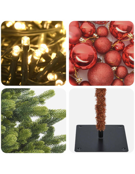 Albero di Natale artificiale con palline 180 cm 300 LED