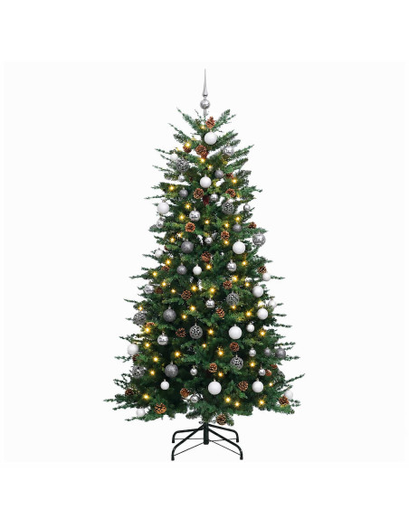 Albero di Natale Artificiale con Rami Pieghevoli 240 cm 300 LED