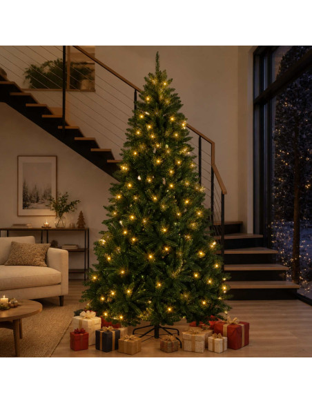 Albero di Natale Artificiale con Rami Pieghevoli 270 cm 600 LED