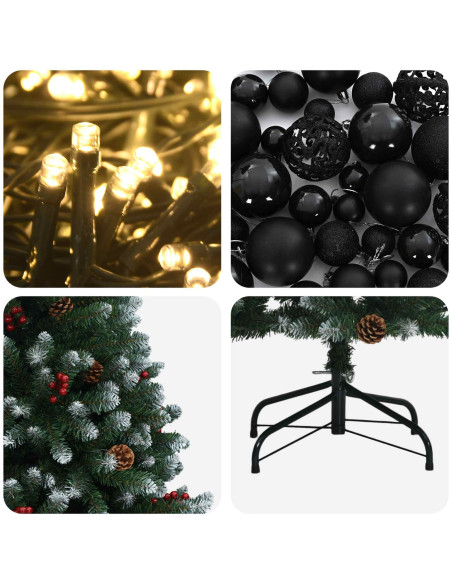 Albero di Natale artificiale verde con palline 240 cm 300 LED