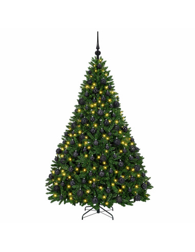 Albero di Natale artificiale verde medio con palline 210 cm