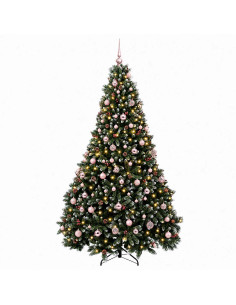 Albero di Natale artificiale verde con palline 180 cm 300 LED 2