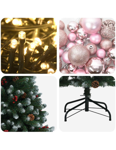 Albero di Natale artificiale verde con palline 180 cm 300 LED