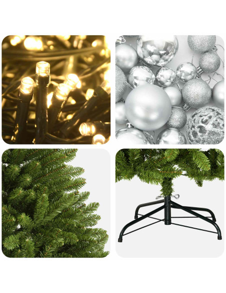 Albero di Natale artificiale verde chiaro con palline 210 cm