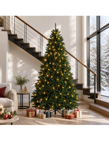 Albero di Natale Artificiale con Rami Pieghevoli 270 cm 600 LED