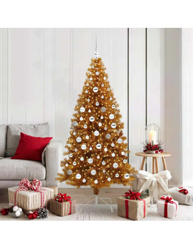 Albero di Natale con 300 LED con supporto Oro 180 cm PET
