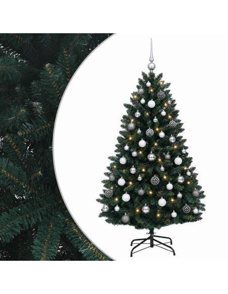 Albero di Natale artificiale verde scuro con palline 150 cm